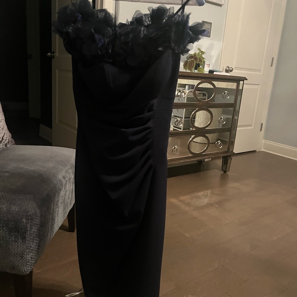 Xscape Black Ruched Embellished Sheath Dress